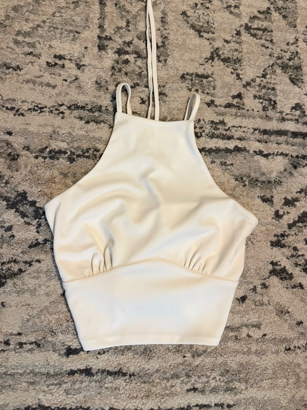 Forever 21 Cream High-Neck Cropped Halter Tank